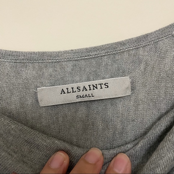 ALLSAINTS'ITAT' ASYMMETRICAL SWEATSHIRT GRAY sz S - Picture 3 of 7